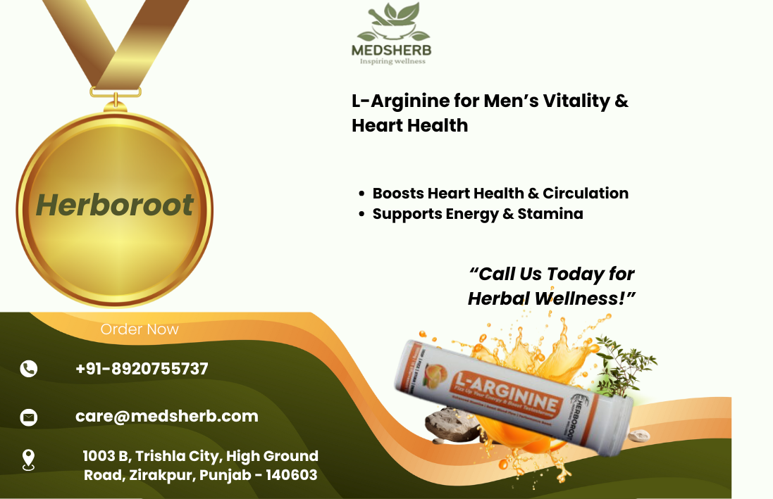 Herboroot L-Arginine Supplement for Men by Medsherb – Natural support for heart health, stamina, and immunity