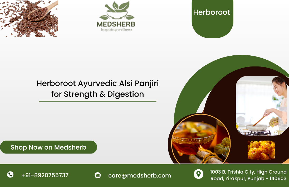 Herboroot Alsi Panjiri – Herbal Flax Seed Blend for natural energy, digestion, and nutrition available online in India on Medsherb